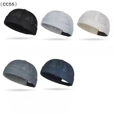 1Pcs Summer Adjustable Docker Beanies Hat Mesh Breathable Brimless Melon Skin Hat Outdoor Hip Hop Sa