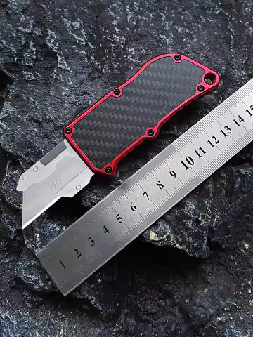 EDC OTF Utility Knife Carbon Fiber Paper Knife Wallpaper Cutter Aluminum Alloy Handle Exocet SK5 Bla