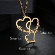1pc 18K Stainless Steel Triple Initial Heart Necklace, DIY English Name, Fashionable Minimalist Chok