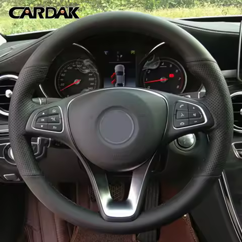CARDAK Black Artificial Leather Steering Wheel Cover for Mercedes Benz W176 W246 W205 C117 C218 W447