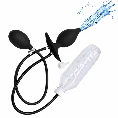 Silicone Inflatable Enema Anal Plug with Pump - Expandable Butt Plug for Anal Cleaning & Douche Play