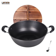 Wok 32cm - 40cm Non-stick Iron Pot / Handmade Chinese Iron Wok Non-stick Pan No-coating Kitchen Cooker Cookware / Frying Pan Non-stick Pot Zhangqiu Family Deep-eared Uncoated Cast Iron Multi-purpose Pot Pot Pan Frying Pot Casserole