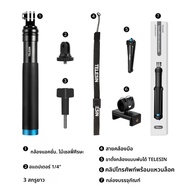 TELESIN สำหรับ GoPro Selfie Stick 360 ° การหมุนพับที่ตั้งโทรศัพท์สามขาอะลูมินัมอัลลอย Monopod สำหรับ