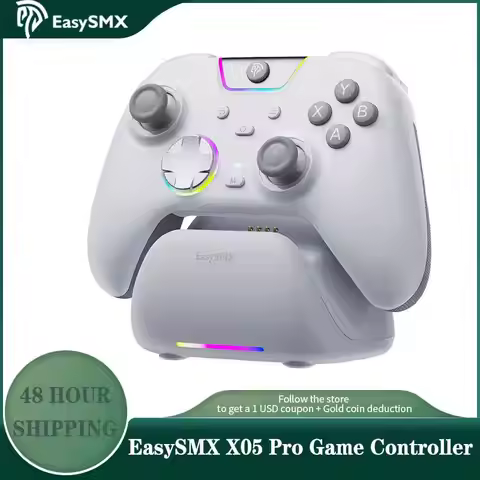 EasySMX X05 Pro Game Controller,Rumble Motors Gamepad with Charing Dock,Mute Button for PC Switch An