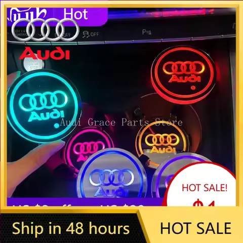 2025 Hot 2pcs car LED logo water coaster multi-color switching USB interface For Audi TT B5 B6 B7 P8