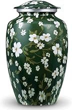 Cogent Memorials urn for Ashes for Women with Elegant White Floral Engraving – 200 cu in Cremation u