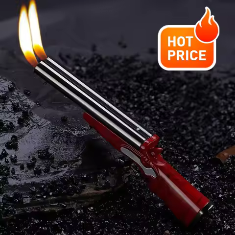 Mini Gun Dual Flame Lighter Portable Refillable Butane Gas Open Flame Lighter Smoking Accessories Gi