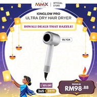 MMX IonGlow Pro: Ultra Hair Dryer dengan Ion Negatif 10M & Motor 110,000 RPM (Merah Jambu/Kelabu/Put