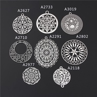 1pc Antique Silver Hollow Filigree Round Piece Flower Round Charms Setting Pendant Jewelry Diy Component