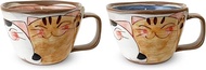 J-kitchens Workshop Sho~ 3 Kittens Soup Cup Pair (Red, Blue) Hasami Ware Made in Japan