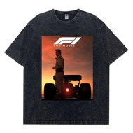 f1 Movie 4dx American Style Washed Short t Sleeve oversize t-Shirt Dropped Shoulders Street Trendy W