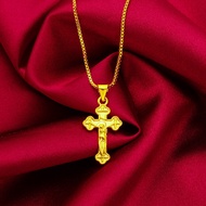 New Ladies Fashion Gold Cross Necklace Small Cross Women's 18k Gold Plated Necklace