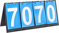 Qiilu Number Flip Chart Number Flip Cards Blue Cloth Metal Cardboard 4‑Digit Scoreboard Sports Compe