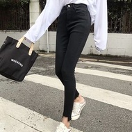黑色高腰牛仔褲 牛仔長褲 九分褲