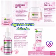 sh2 Garnier Sakura White Booster Serum 30ml / Krim Siang /Malam 50ml