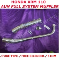 HONDA XRM 110 , New Full System Open Muffler AUN , Stainless Open PIpe