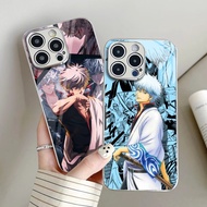 Gintama 02 Silver Electroplated Glass Phone Case For Iphone 16 16e 15 Pro Max 14 13 12 Mini 11 Xs Xr