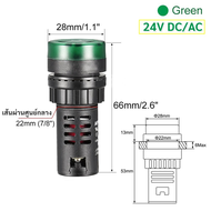 (ส่งจากไทย)Buzzer ไฟ LED แสดงสถานะ พร้อมไฟกระพริบและเสียงเตือน (เลือก 220V / 24V) 22 มม. AC DC ไฟกระ