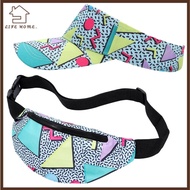 YELGIRL 80s 90s Fanny Pack, Cotton Colorful 80s Outfit Sun Visor Hat, Fashion Comfortable Soft Waist