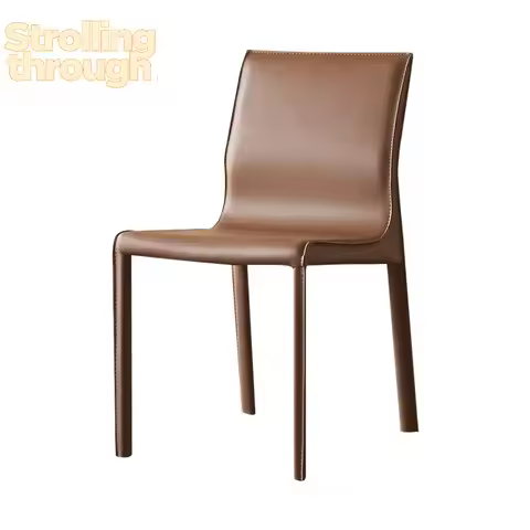 Italian minimalist saddle leather dining chair home backrest restaurant leather chair high sense Nor