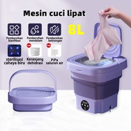 Mesin Cuci Mini Portable 2 Tabung Sterilisasi Cahaya Biru Mesin Pengering Pakaian 8L Mesin Cuci Lipat Otomatis