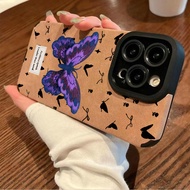 Suede Leather Butterfly Casing for OPPO A78 A96 A92 A9 A76 A53 A52 A31 A5 A3 Pro A15 A15s A12e Reno 