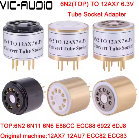 1Piece 6N6 6922 6N2 Top TO 12AX7 ECC83 12AX7B 6.3V Bottom DIY Audio Vacuum Tube Adapter Socket Conve