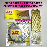 Gear set SSS CBR150R K45R K45N CB150X 6 Bolt Holes CBR150R 2021 CBR CB 150 150R K45N Chain 428