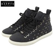 รองเท้าผ้าใบหุ้มข้อสูงประดับกลิตเตอร์และดาวจาก Jimmy Choo สำหรับผู้ชาย สีดำ ไซส์ 41 สภาพดีเยี่ยม