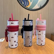 Leak-Proof 710ML Thermos Water Bottle with Straw 316 Stainless Steel Coffee Tumbler