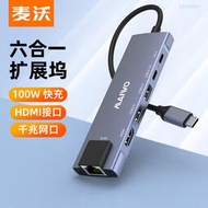 麥沃Type-C擴展塢USB-C轉HDMI千兆網口RJ45適用電腦筆記本多合一千兆網口+HDMI+VGA擴展6/12