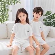 8208 Children's Modal Pajamas 7A Antibacterial Thin Short-Sleeved Suit Boys Girls Air-Conditioning C