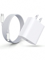 Iphone充電器【apple Mfi認證】20w Usb C快速充電器,搭配6英尺usb C至lightning電纜,適用於iphone13/12/11 Pro Max/xs Max/xr/xs/x/8/7/plus/6s/6/se/5s