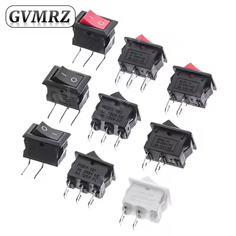 10PCS KCD11 Rocker Switch 10*15mm Mini Push Button Switch ON-OFF / ON-OFF-ON 2 Pins / 3 Pins 3A 250V