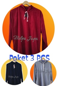 Baju Kaos Tani Hoodie Atasan Polos Pria Oversize Lengan Panjang Kupluk Kaos Tani Sawah Jumbo CREWNEC