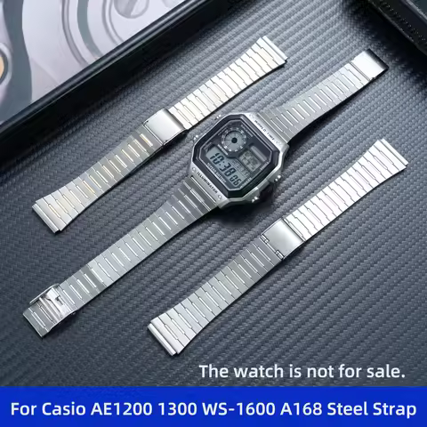 For Casio AE1200 AE1300 WS-1600H Stainless Steel Watch Bracelet AE-1200H A158 A159 A168 Metal Watch 