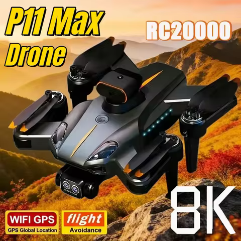 New P11 Max GPS Drone 8K HD 5G Professional Aerial Photography Dual Camera Obstacle Avoidanc Brushle