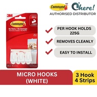 3M Command White Micro Hooks 225G 3 Hooks/ 4 Strips