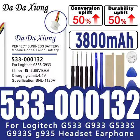 New 3800mAh 533-000132 Mouse Battery For Logitech G533 G933 G533S G933S G935