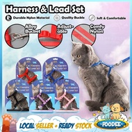 POODEE Kitten Cat Harness Lead Adjustable Cat Rope Tali Kucing Nylon Durable Jogging Rope