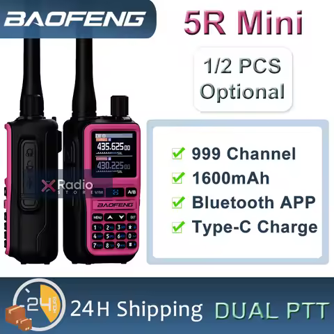 1/2PCS Pack Baofeng UV-5R Mini Dual Band Dual PTT Walkie Talkie 5RMINI Air Band Rx 5W Compact VOX FM
