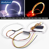 STUDYTOOL 2Pcs Car LED Angel Eyes Rings Daytime Light 131mm 146mm White Yellow Light For BMW 3 Serie