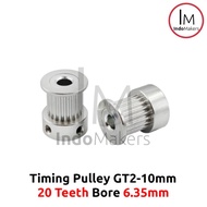 Timing Pulley GT2-10mm 20 Teeth Bore 6.35mm for 10mm GT2 Belt