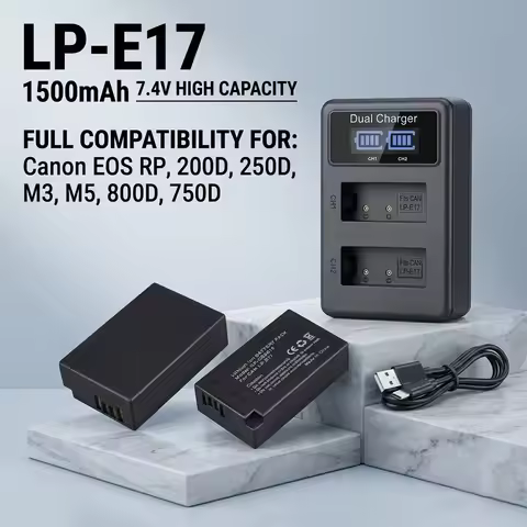 PURFIELD LP-E17 1500mAh Rechargeable Li-ion Camera Battery Replacement for Canon EOS 200D M3 M6 760D