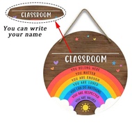 ตกแต่งห้อง 1 แผ่นป้ายต้อนรับประตูห้องเรียน, ป้ายประตูห้องเรียนแบบกำหนดเอง, แผ่นป้ายชื่อครูไม้กลม, แผ