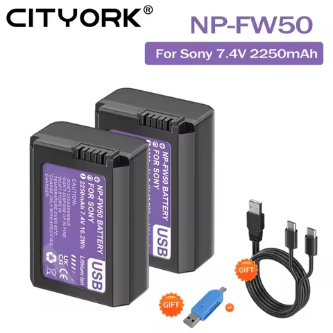 NP-FW50 NPFW50 NP FW50 Battery with USB-C Input for Sony Alpha A6500 A6300 A6000 A5000 NEX-3 A7 A7RI