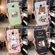 For Samsung Galaxy C5 C7 C9 Pro S8 Note 5 S7 Edge A7 2017 Phone Case Colored Casing Soft Silicone Cover With Lanyard
