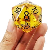 Bescon Amber Jumbo D20 38MM, Big Size 20 Sides Dice, Big 20 Faces Cube 1.5 inch