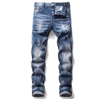 European Style DSQUARED2 Brand Mens Jeans Mens Fashion Casual Slim Denim Pants Biker Hole Hip Hop E