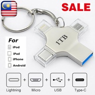 4in 1 USB Flash Drive 16GB 32GB Pendrive 64GB Type-C USB Stick 128GB 256GB Memory Stick For iPhone Android PC 512G